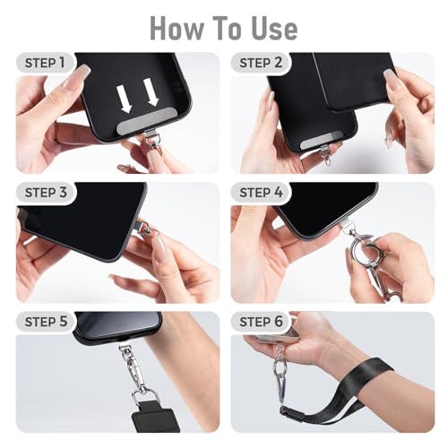 Tiostep Clip and Go Strap for Phone with Wallet Crossbody Phone Lanyard Adjustable and Detachable RFID Wristlet Wallet (Black White Checkered, Medium) - color: Black White Checkered, size: Medium
