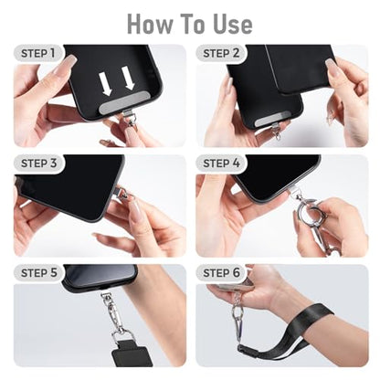 Tiostep Clip and Go Strap for Phone with Wallet Crossbody Phone Lanyard Adjustable and Detachable RFID Wristlet Wallet (Black White Checkered, Medium) - color: Black White Checkered, size: Medium