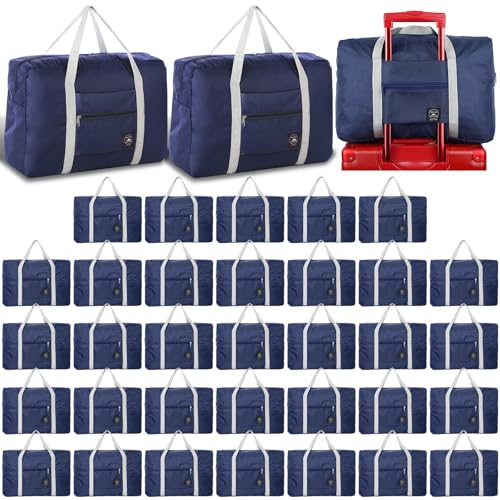 Travel Bag 36 Packes Carry on Luggage Foldable Duffel Bag Sports Gym Bag Weekender Overnight Bag Water Resistant Nylon Travel Duffel for Men Women - color: Blue 36 PCS