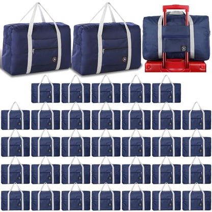 Travel Bag 36 Packes Carry on Luggage Foldable Duffel Bag Sports Gym Bag Weekender Overnight Bag Water Resistant Nylon Travel Duffel for Men Women - color: Blue 36 PCS
