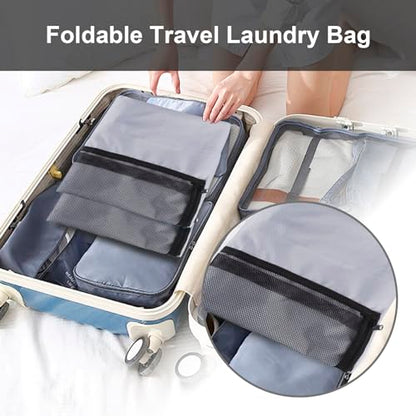 Laundry Backpack Portable Travel Laundry Bags with Straps and Mesh Pocket - color: Gray, size: 1 Pack