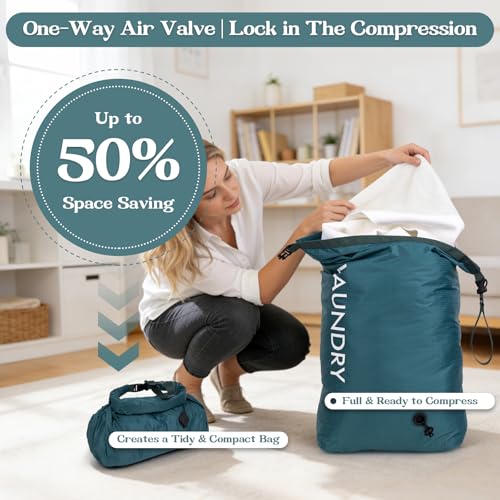 Travel Laundry Bag, Vacuum Compression Dirty Clothes Travel Bag - color: Green, size: Medium