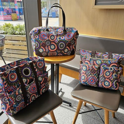 ESVAN Utility Tote Bag with Zip Top Waterproof Teacher Tote Bag for Teacher Work Women Beach - color: D