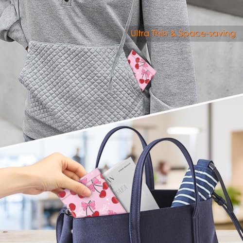 FINTIE Soft Eyeglasses Case with Cleaning Cloth, Squeeze Top Glasses Pouch - color: Cherry Bows