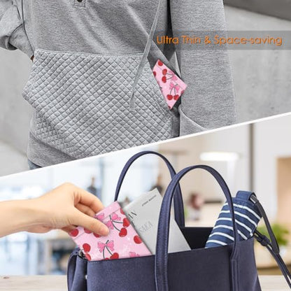 FINTIE Soft Eyeglasses Case with Cleaning Cloth, Squeeze Top Glasses Pouch - color: Cherry Bows