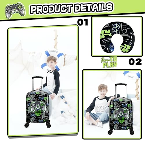 Kids Luggage Set 2 Piece 16 Inch Hardside Spinner Wheels Carry On Airline Approved - color: Game 02