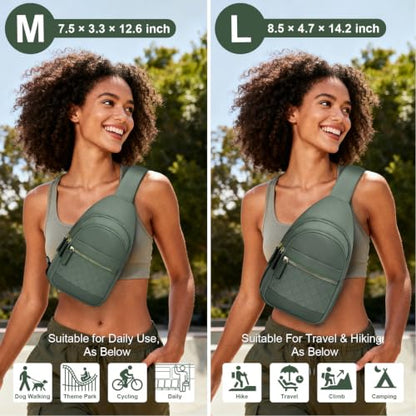 Capolo Crossbody Bags for Women Waterproof Sling Shoulder Bag Fanny Pack - color: Green, size: Large