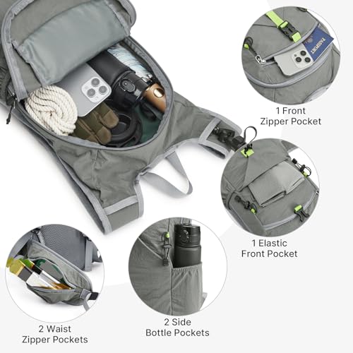 G4Free 20L Hiking Backpack with Waist Strap for Women Men - color: Grey