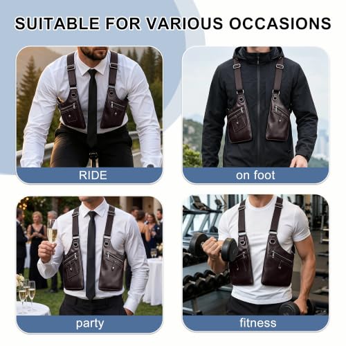 Double Shoulder Armpit Bag Leather Anti-Theft Underarm Holster Bag（Brown） - color: Brown2