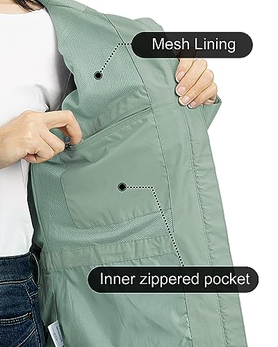 Outdoor Ventures Packable Rain Jacket Women Waterproof Raincoat with Hood - color: Aqua Tone, size: XX-Large