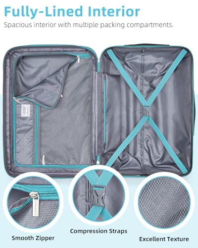 LARVENDER Expandable Carry on Luggage Suitcase with Wheels, Cotton Candy - color: Cotton Candy, size: 3 Piece Set (20/DB/TB)