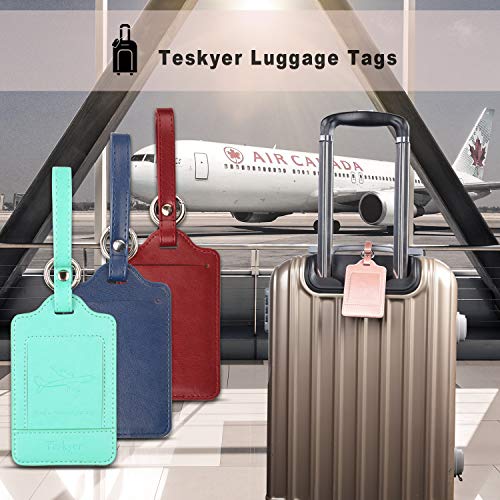 Teskyer 여행 가방용 가죽 수하물 태그, 3팩, 믹스 02, 개인 정보 보호 - color: 믹스 02