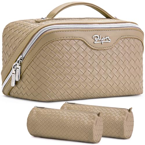 BOYATU Travel Makeup Bag Cosmetic Bags for Women: 3 Pcs Set Make up Bag - color: L12 Apricot