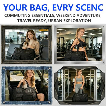 Travel Duffel Bag Waterproof Gym Bag for Men Women, Large Capacity Weekender Overnight Carry On Bag,black - color: 03Black