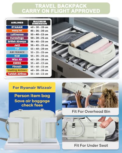 VGCUB 여성용 여행용 백팩, 휴대용 백팩, 15.6인치 노트북 백팩, A4-화이트, XXL - color: A4-화이트, size: Medium