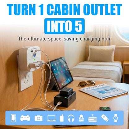 Cruise On Non Surge Cruise Approved Power Strip, Essentials [2 USB, 3 AC] - color: [2 USB, 3 AC]