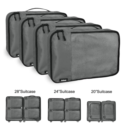 Packing Cubes for Travel,4 Set Packing Cubes for Suitcases,Lightweight Mesh Luggage Organizer Bag with Double Zipper,Grey - color: Grey