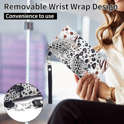 Face Shadow Double Glasses Case Soft Eyeglass Case For Women Men - color: Leopard White
