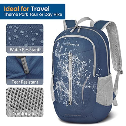 ZOMAKE Ultra Lightweight Packable Backpack 25L - Foldable Hiking Backpacks Water Resistant Small Folding Daypack for Travel(Navy Blue) - color: Navy Blue, size: Small