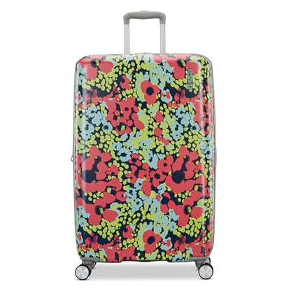 American Tourister Moonlight II Hardside Expandable Luggage with Spinner Wheels, Poppy Pattern, Large Checked Suitcase 28-Inch - color: Poppy Pattern, size: Checked 28-Inch