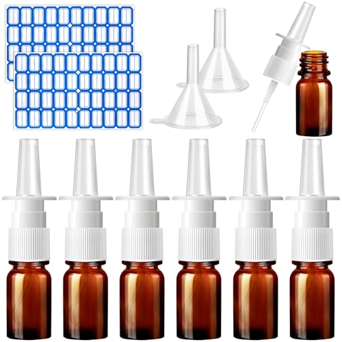10 Pcs Nasal Spray Bottle Glass Empty Refillable, 5ML/0.17OZ - color: Brown 10Pcs