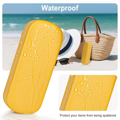 RayLove Glasses Case Hard Shell Eyeglass Case with Cleaning Cloth, PU Leather Protective Eye Glass Cases Fits Most Sunglasses - color: Yellow Yellow