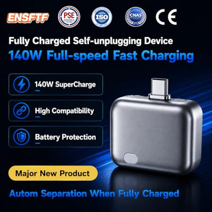 140W Smart Auto Stop Charging Adapter, USB-C Fast Charger with Physical Cut-Off, Automatic Power-Off Timer for Phone, Tablet & All USB Devices, Prevents Overcharging, Extends Battery Life