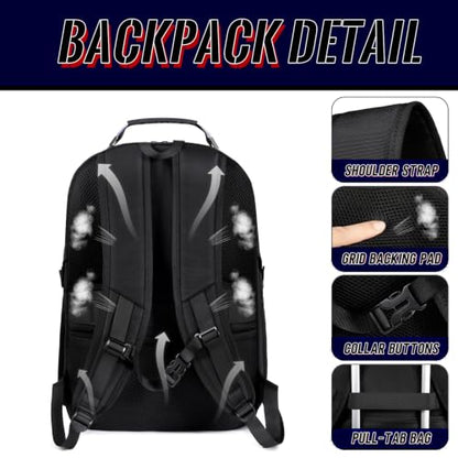 55L Gaming Laptop Backpack, Fits 18.4-19" Laptop, Black - color: Black, size: 18.4 Inch（21.6"x15.4"x9.8"）