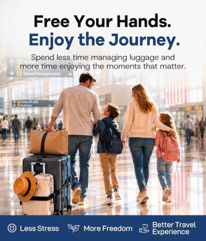 Adjustable Luggage Connector Straps for Suitcases, Multi Luggage Strap Kit for Family & Solo Travel, Keep Bags Together, Hands-Free Travel Strap for Carry-On & Checked Luggage