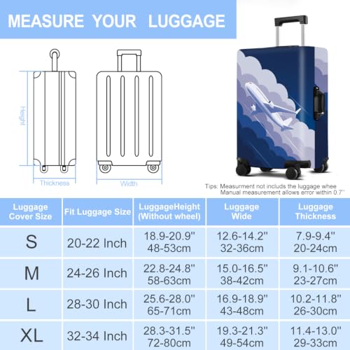 Cloud Flight Luggage Cover Washable Suitcase Cover Protector Fit 24-26 Inch Luggage Durable Travel Bag Cover with Zipper Closure M - color: Cloud Flight, size: M(24-26inch suitcase)