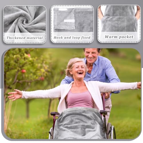 Newwiee Christmas Wheelchair Blanket with Pouch, Grey, Simple - color: Grey