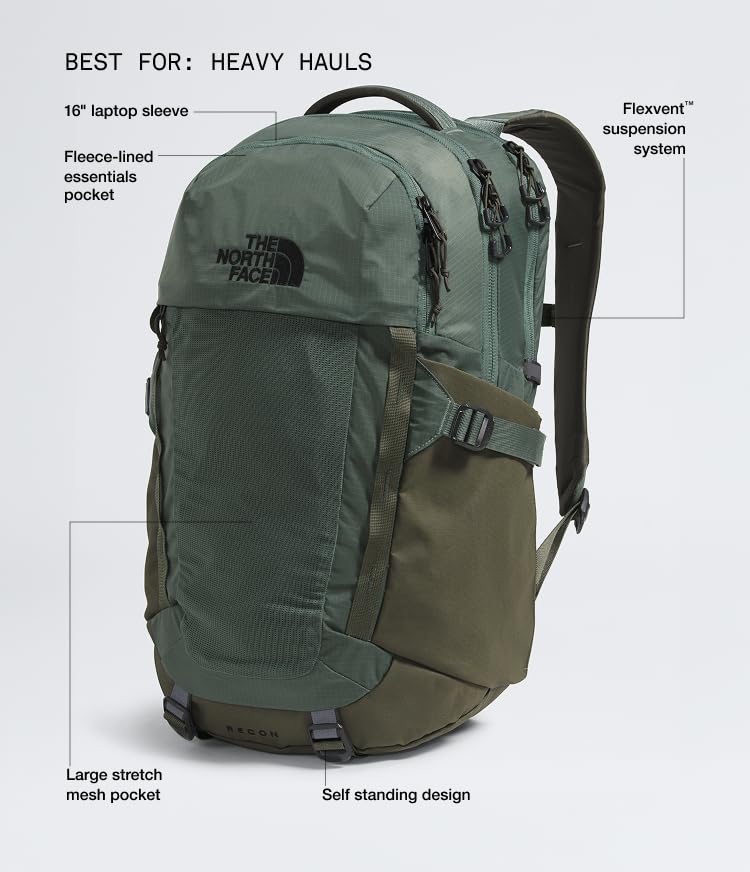 The North Face Recon Everyday Laptop Backpack, Duck Grn/New Taupe Grn, OSFA - color: Duck Green/New Taupe Green, size: 30L