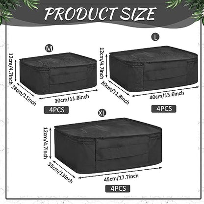 Silkfly 12 Pcs Packing Cubes for Travel,XL, L, M,Classic,Black - color: Black, size: XL, L, M, style: Classic