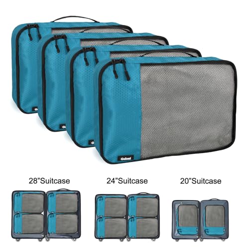 Packing Cubes for Travel,4 Set Packing Cubes for Suitcases,Lightweight Mesh Luggage Organizer Bag with Double Zipper,Blue - color: Blue