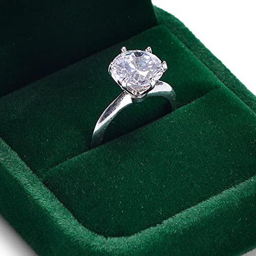 Green Velvet Ring Box, Single Ring Case for Proposal & Engagement - size: 1.97" x 2.36" x 1.97"