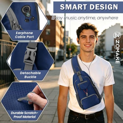 ZOMAKE Sling Bag, Cross Body Bag Shoulder Bag Anti-Theft(Dark Blue) - color: Dark Blue