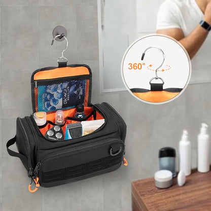 Tactical Toiletry Bag for Men, Hanging Hygiene Bag, Travel Dopp Kit - color: Black