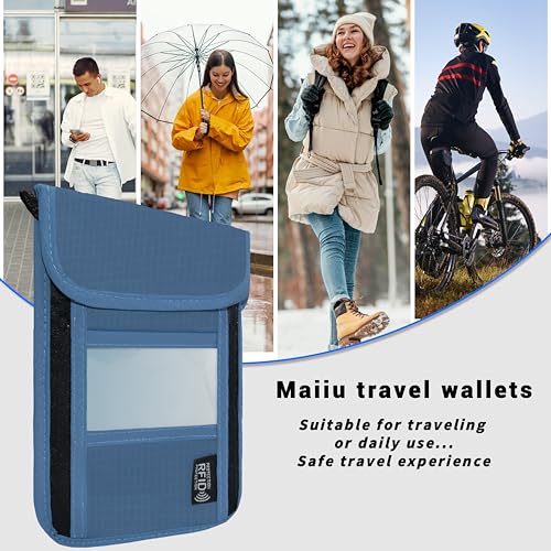 Travel Neck Wallet with RFID Blocking - color: PVC Dark Blue