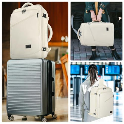 MATEIN Beige Travel Backpack Women, Carry on Bag with Hidden Shoulder Strap - color: Light Beige, size: X-Large