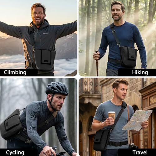 Janhavi Anti Theft Crossbody Sling Bag Travel Waterproof Shoulder Pack with RFID Blocking，EDC Bag for Outdoor Sport - color: Black