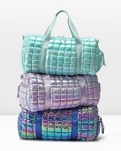 Quilted Duffel Bag for Women, Puffer Gym Duffle Bag with Shoe Compartment Lightweight Large Crossbody Sport Travel Bag Tote Pink Abalone - color: Abalone