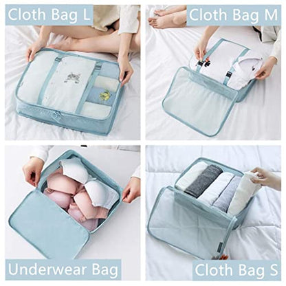 Luggage Packing Organizers Packing Cubes Set for Travel (blue 8pc) - color: blue 8pc