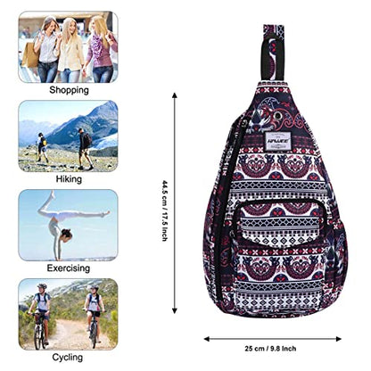Backpack Sling for Women Anti-Water Crossbody Bag Inclined Adjustable Pack - color: Exotic