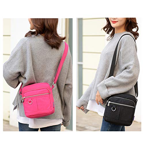 Casual Nylon Purse Handbag Crossbody Bag Waterproof Shoulder Bag for Women - color: Red