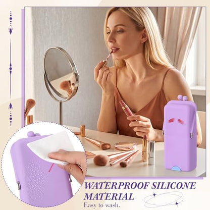 Kacctyen Makeup Brush Case Silicone Standing Makeup Brush Holder,Purple - color: Purple