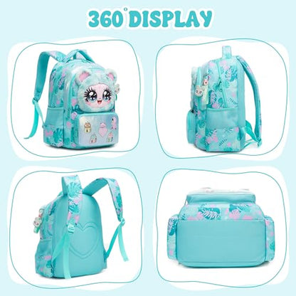 Meetbelify Backpacks for Girls School Backpacks with Lunch Box Pencil Case for Elementary Students Ages 8-10 - color: Big Eye 03