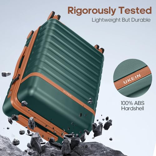 Luggage Sets 7 Piece,Hardside Large Checked Suitcase with Backpack Set | Lightweight But Durable Carry on Luggage with 360° Spinner Wheels& YKK Zippers,TSA Lock,Space-Saving Nested - color: Dark Green, size: 7-Piece Sets