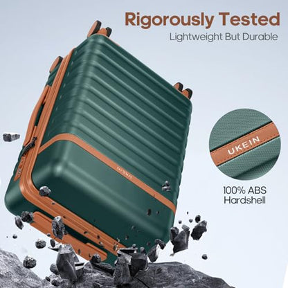 Luggage Sets 7 Piece,Hardside Large Checked Suitcase with Backpack Set | Lightweight But Durable Carry on Luggage with 360° Spinner Wheels& YKK Zippers,TSA Lock,Space-Saving Nested - color: Dark Green, size: 7-Piece Sets