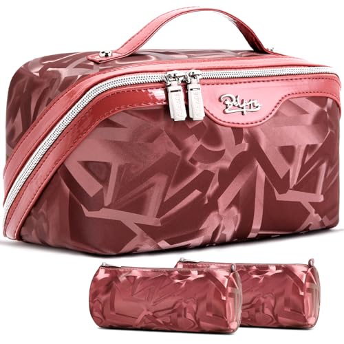 BOYATU Makeup Bag, Makeup Organizer, Toiletry Travel Bag for Women - Red - color: D-4-Red