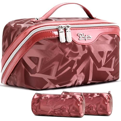 BOYATU Makeup Bag, Makeup Organizer, Toiletry Travel Bag for Women - Red - color: D-4-Red